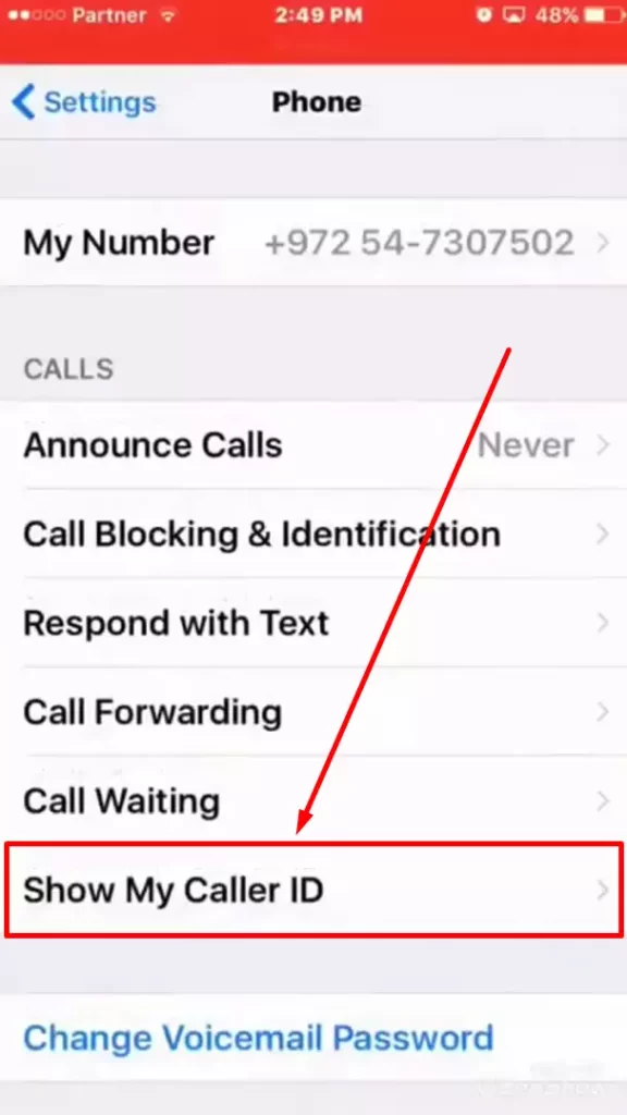 Step 2- Click on “Show My Caller ID”